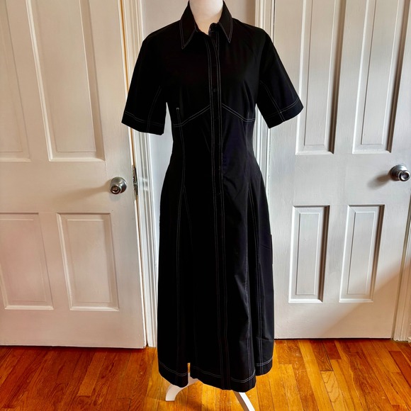 Exquise Dresses & Skirts - NEW Exquise Womens Medium Nara Dress Black Contrast Stitch Short Sleeve Midi